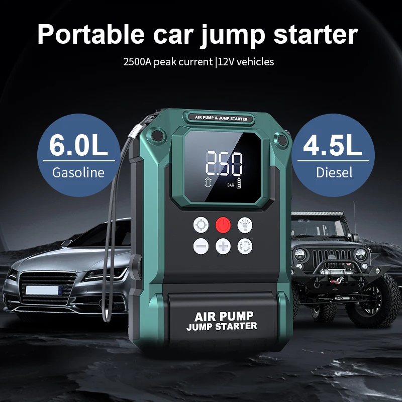 Jump Starter Jump Box With Air Compressor 5000A Air Pump Jump 150PSI Jump Starter Pack With Digital Tire Inflator Car