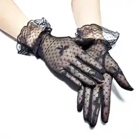 Sexy Dress Party Lace Glove Summer Sunscreen Mittens Women Mesh Bow Lace Gloves Paragraph Wedding Bride Gloves Full Finger Girls 4
