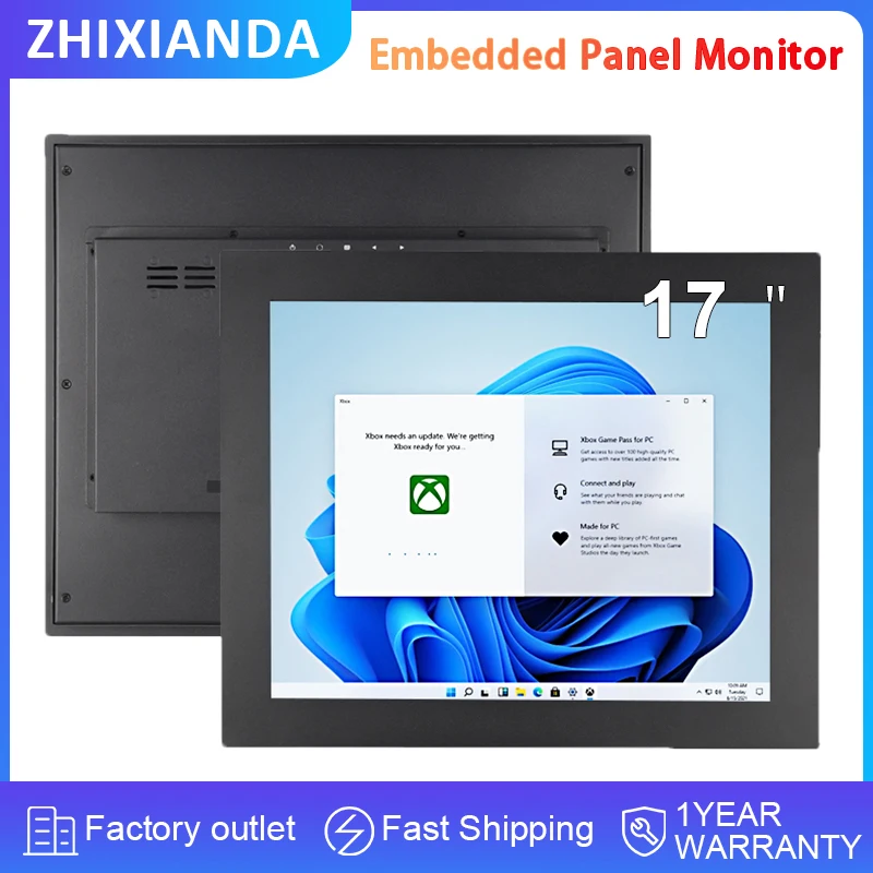

ZHIXIANDA 17 Inch 1280*1024 VESA Wall Mount Industrial Embedded Panel Mount Touch Screen Monitor Display LCD HDMI VGA