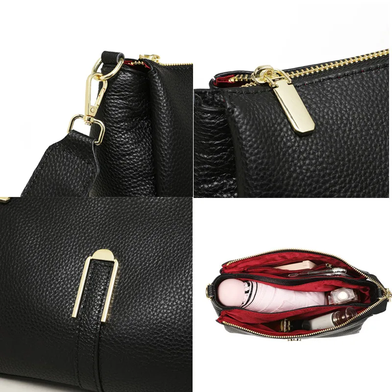 Hoge Kwaliteit Lederen Crossbody Tas Vrouw Luxe Koe Lederen Handtas Mode Designer Schouder Messenger Sac Vrouwelijke Draagtas