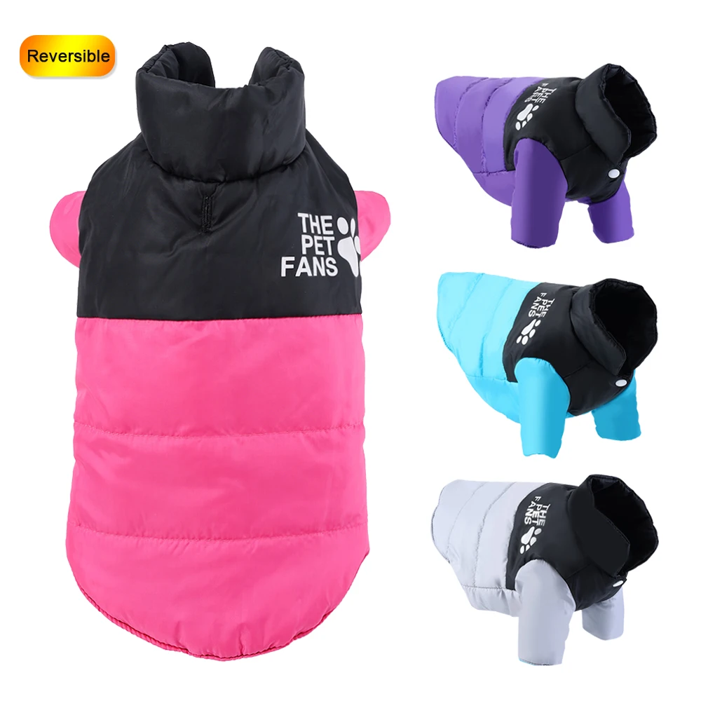 Warm Dog Coat Jacket Reversible Pet Puppy Clothes For Small Medium Dogs Waterproof French Bulldog Yorkshire Overalls Costume