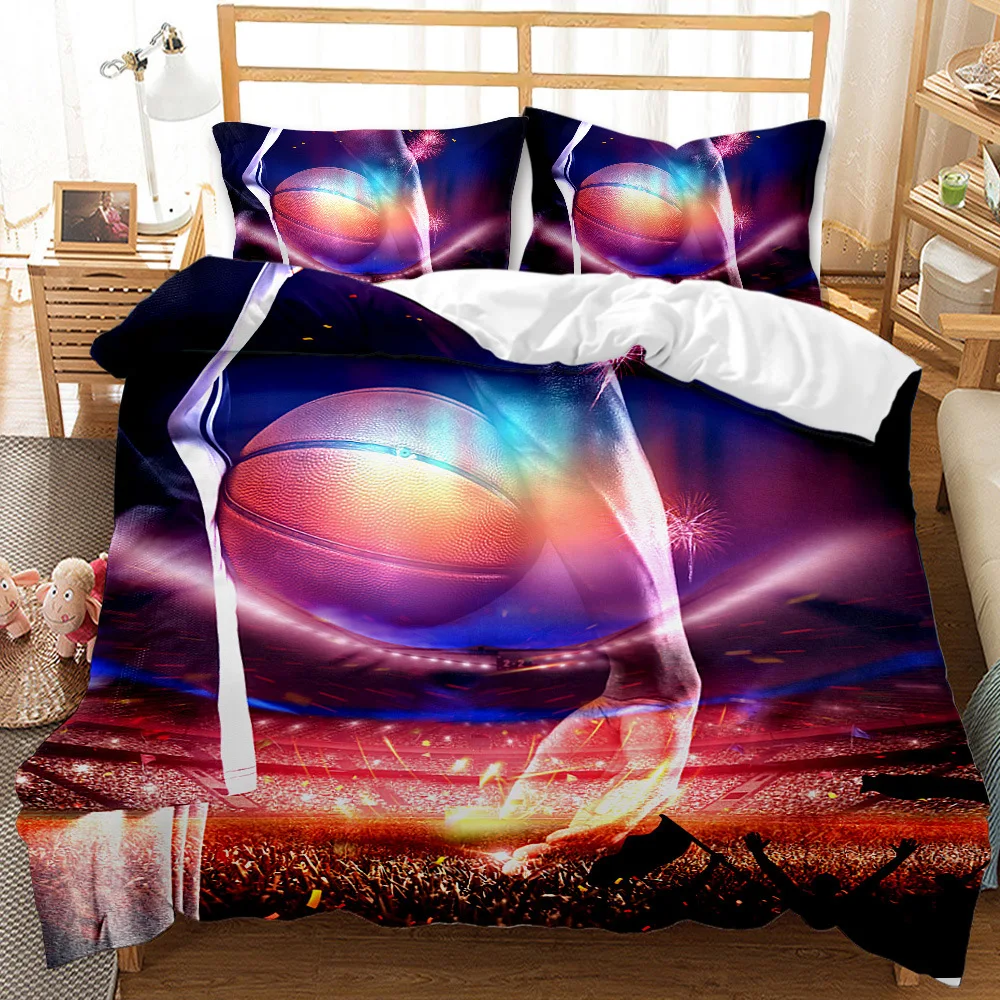 Imagem -05 - Basquete Duvet Cover Conjunto Rei Rainha Bola Esporte Tema Bedding Conjunto Pcs Meninos Adolescentes Basquete Fan Room Capa de Poliéster Quilt