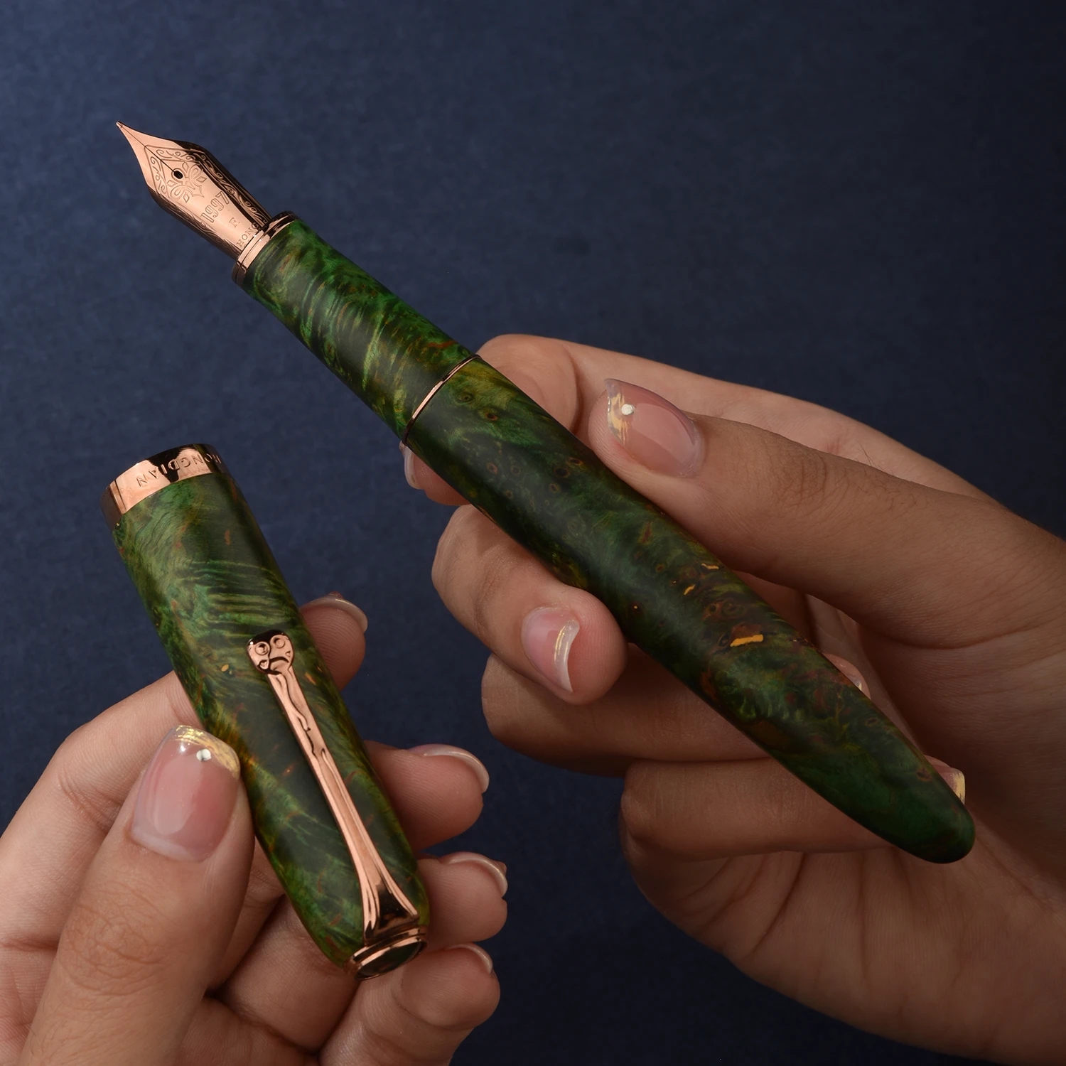 قلم حبر خشبي ثابت من Hongdian A10 EF/F Nib قلم كتابة يدوي مع محول #5