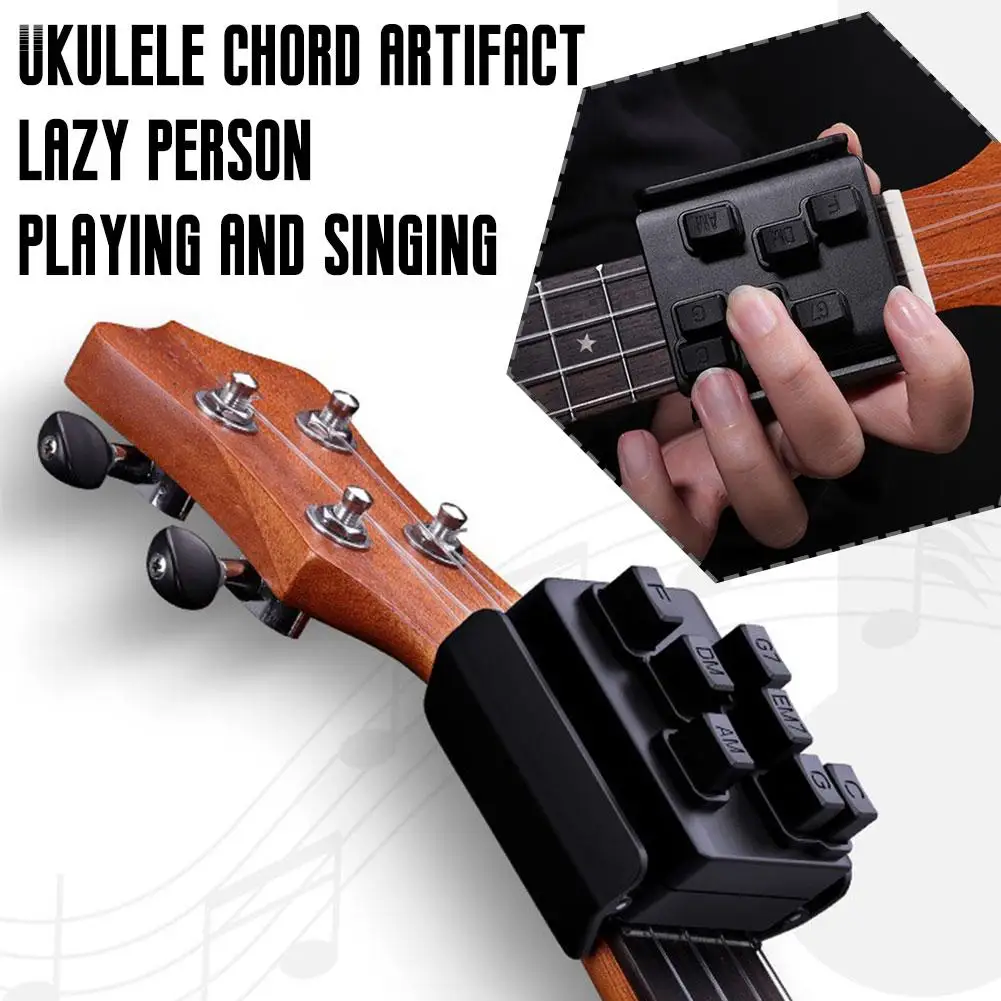 Ukulele Guitar Chord Trainer with 7 Buttons Guitar Learning Aid Tool for Beginner One-Key Chord Ukulele Chord Assistant T7E4