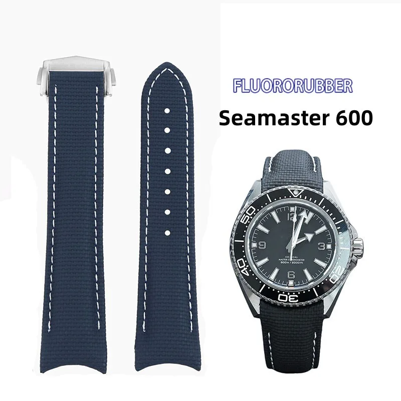 

Новый ремешок для часов из мягкого каучука FKM премиум-класса, 21 мм, для Omega Seamaster 600, с изогнутым концом, стальной раскладывающейся застежкой, браслет для часов