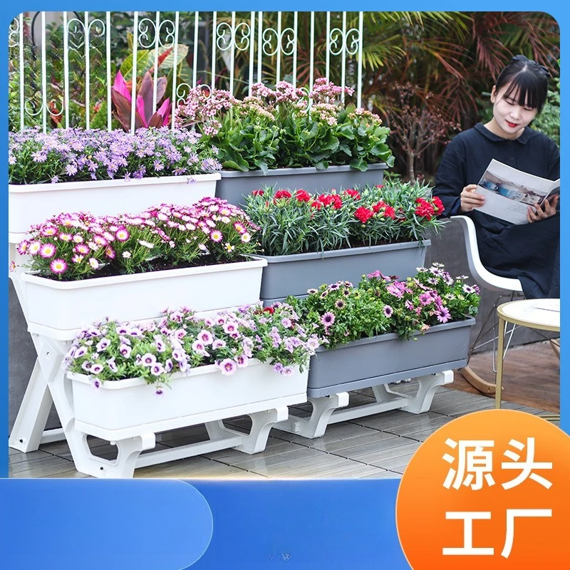 Balcony courtyard vegetable planting pot flower rack multi-layer indoor and outdoor split shelf