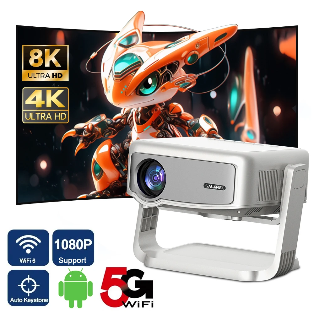 Salange P90 Mini Projector Android 9.0 Wifi Smart Home Cinema Electronic Focus BT4.2 Support 1080P 4K Video Outdoor TV Movie