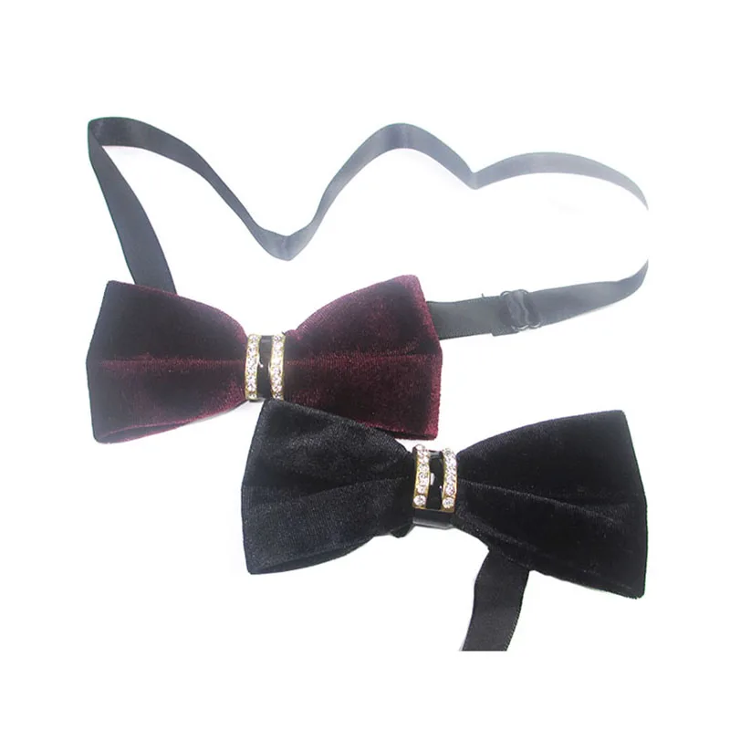 

Krystal diamond man bow tie fashion adjust men wedding suit shirt prom velvet costume gift cravatte butterfly black bowtie