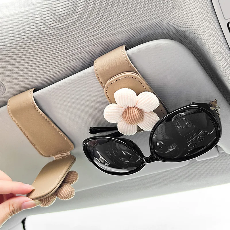 Flower Universal Car Auto Sun Visor Glasses Box Sunglasses Clip Card Ticket Holder Stand Fastener Case Eyeglasses Accessories