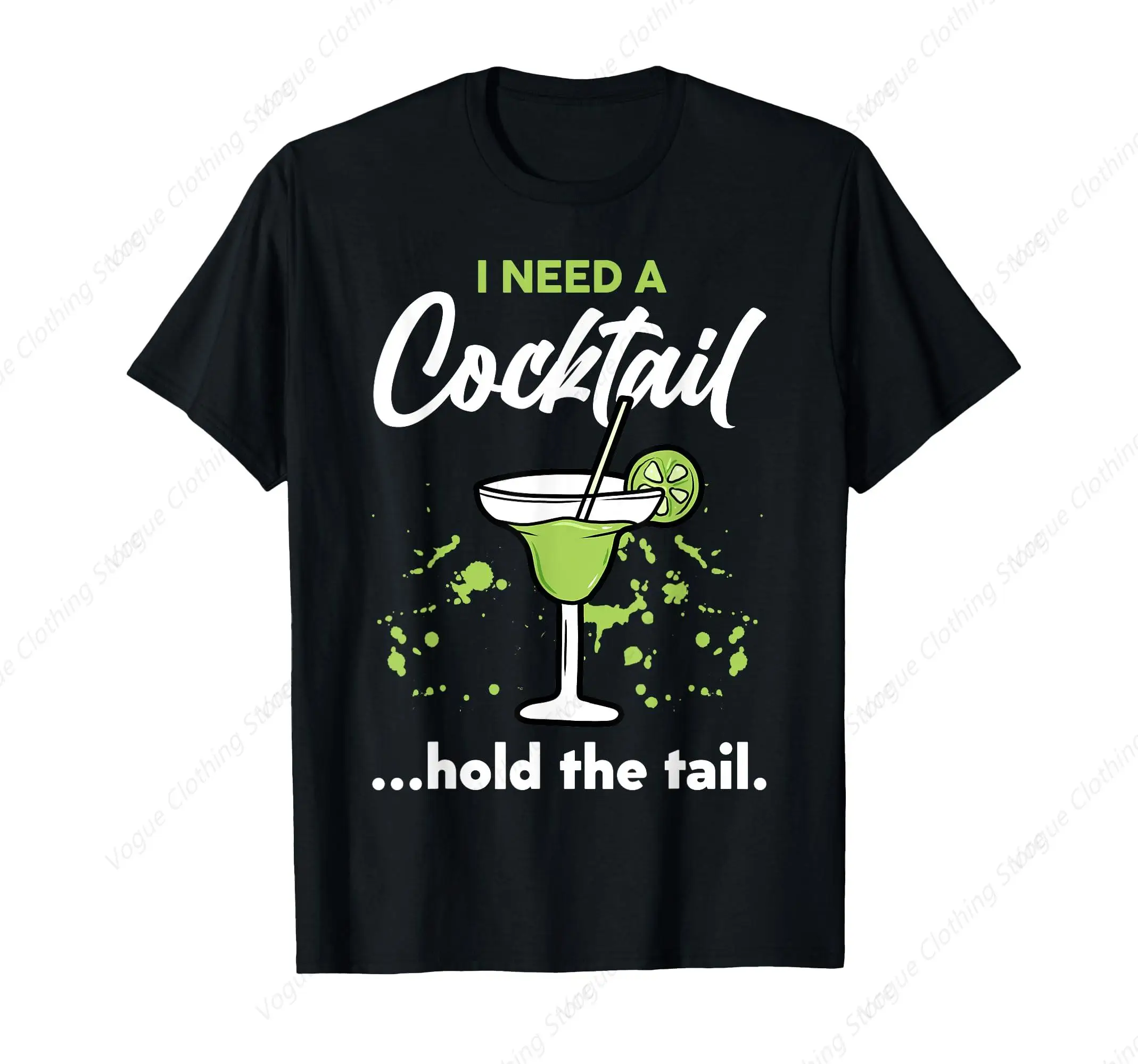 I Need A Cocktail Hold The Tail Mixed Drink Shot Alcohol Bar T-Shirt Retro Leisure Men Tee Daily Women Tops