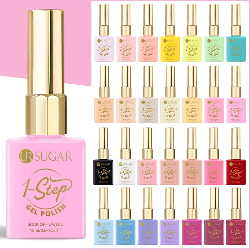 UR SUGAR Esmalte de Uñas en Gel de 15 ml, 1 Paso, Sin Necesidad de Base ni Capa Superior, Serie Macaron Rosa, Morado, Azul, Gel UV Semipermanente, Removible