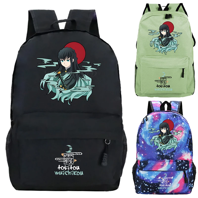 

Fashion Anime Demon Slayer Backpack for Boys Girls Funny Student Hiking Travel Daypack Tokitou Muichirou Teenager Bagpack
