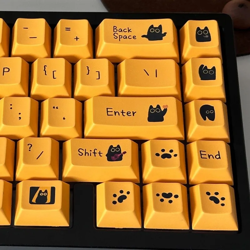 

Cherry Profile Keycaps PBT Little Black Cat Keycap Set for MX Switch Gaming Mechanical Keyboard Keycaps Ios Layout 7U Spacebar