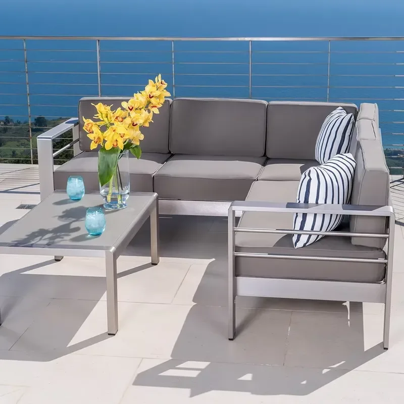 Modern Outdoor Furniture Patio Stainless Steel Combined Sofa Set for Hotel Garden for Villa Living Room Made