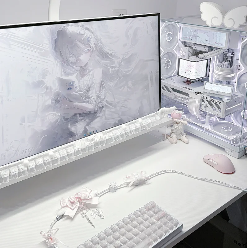 Handmade 8k Rgb Aviator Cable Pink Girl Series 1.3m Full-segment Glow Magnetic Mechanical Keyboard Cable Diy Desk Setup Decor