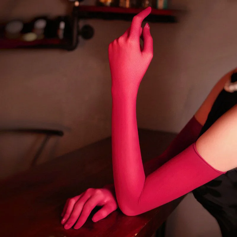 

Sexy Thin Transparent Elastic Tight Stocking Gloves Women Night Club Wedding Dance Party Sunscreen Summer Etiquette Gloves