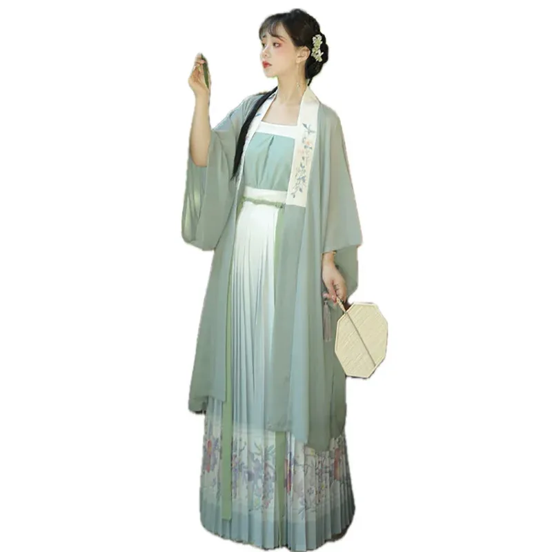 

Hanfu Women Chinese Traditional Cosplay Costume Ancient Song Dynasty Hanfu Dress Autumer Summer 3pcs Green Sets Plus Size XL