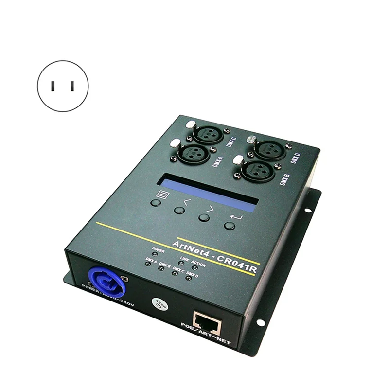 A73E-4 saída 3pin dmx512 interface conversor de rede extensão para palco dmx ethernet controlador de iluminação interface eua plug