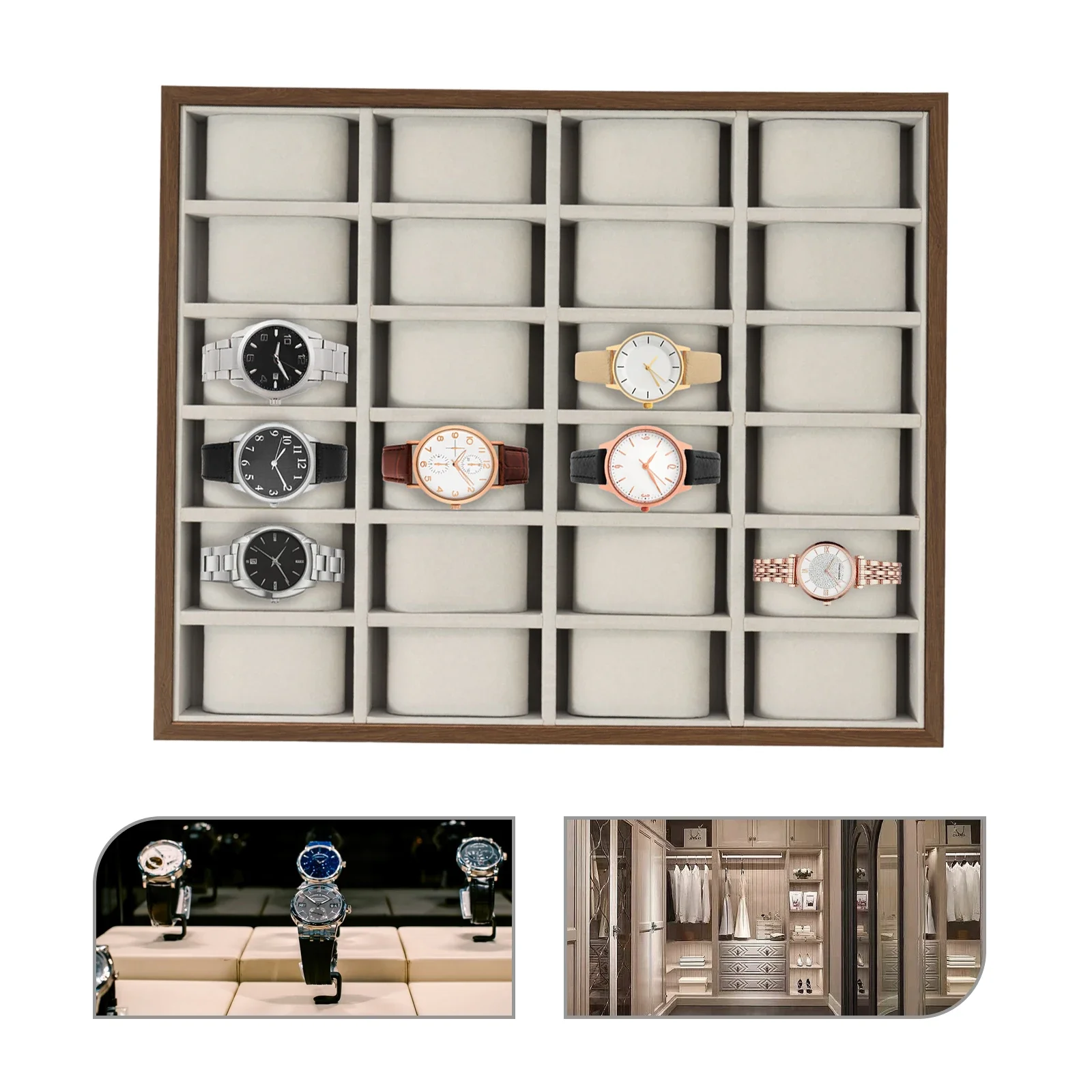 

Watch Display Box, Jewelry Display Storage Box, Watch Organizer Tray for Retail, Dressing Table, Storage Display Window 24-Slot