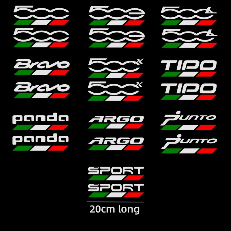 2Pcs,Car Body Reflective Sticker For Fiat Abarth 595 695 500 500X 500e 500L Punto Bravo Argo Tipo Panda Accessories,Italy flag