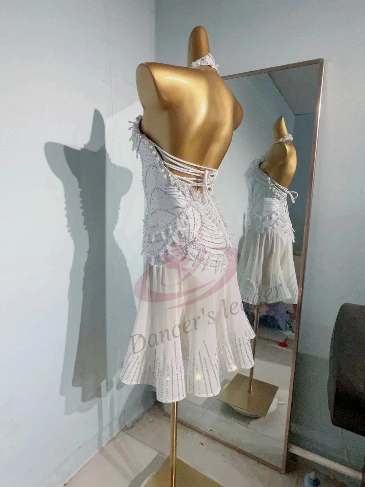 Latin Dance Stage Costume dress High-end Customized International Competition Dancer Competition Clothing Full of Pearl Slim Fit