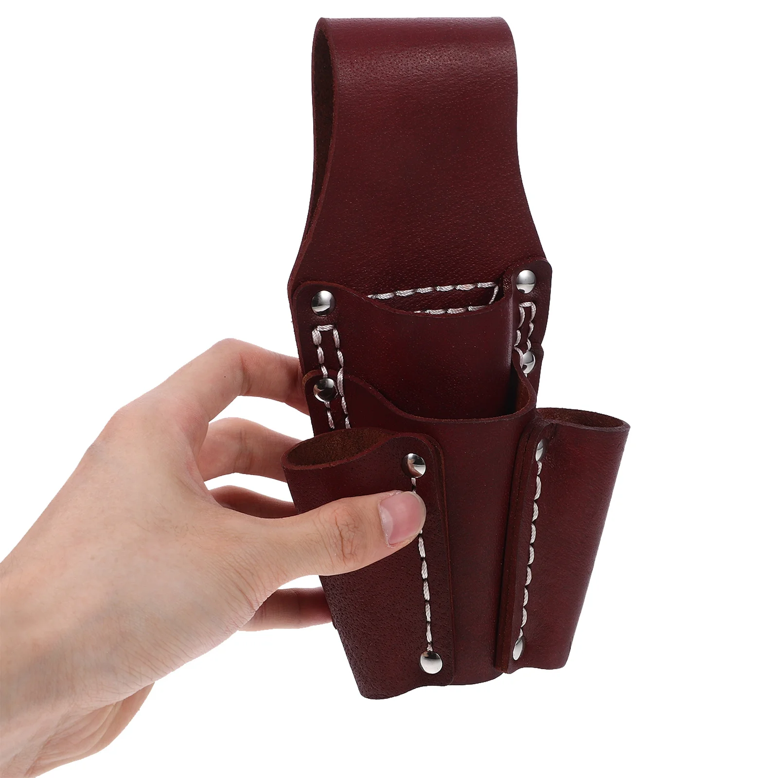 Cowhide Tool Holder Multi Pocket Wear Resistant Bag for Repair Garden Construction Work Small Tool Storage Waist Pouch