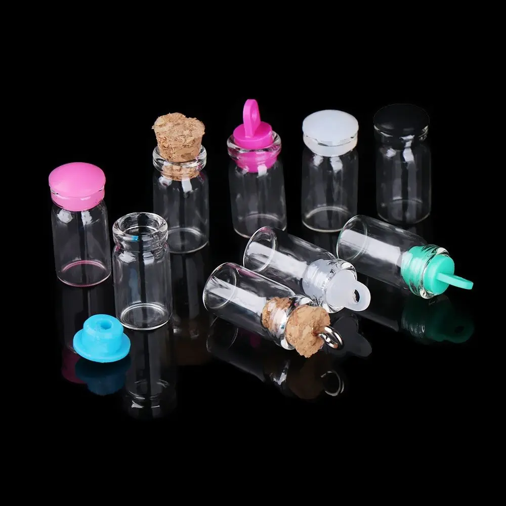 Cork Stopper Rainbow Wishing Bottles Home Decor Message Vials Ornaments Small Drift Bottle Glass Jars Decoration DIY Containers