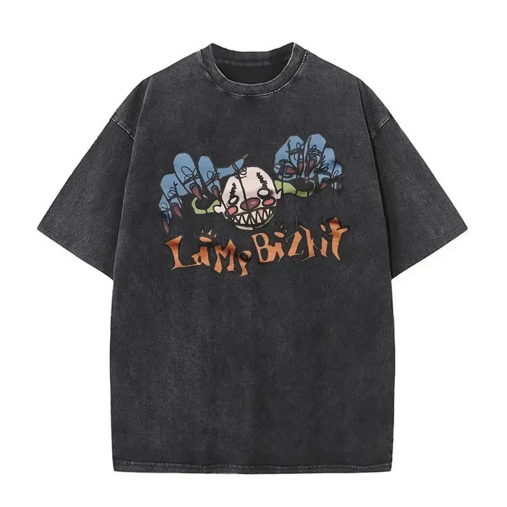 Men Clothing Acied Washed Tee Shirt Rock Band Limp Bizkit Graphic T-ShirtHomme Graphic TShirts Men Washed Vintage Streetwear Tee