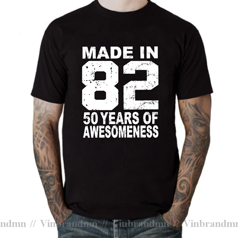 Made In 82 40 Years Of Awesomeness 1982 Birthday Men T Shirt Women Awesome Tees Couples Matching Wedding T-Shirt Cotton Clothes