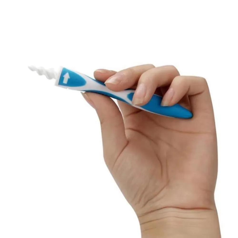Blue silicone soft spiral ear wax remover tool washable and reusable tips simply to grab extract earwax-Soft 16 Replacement Tips