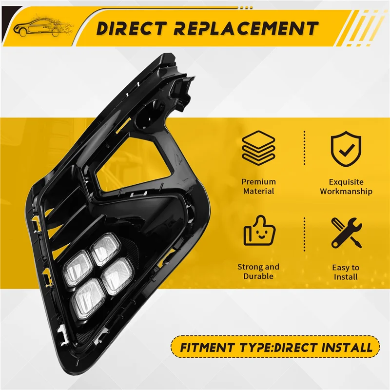 For Kia RIO 2022 2023 Car Front Bumper DRL LED Fog Lamp Cover Daytime Running Lights Yellow Turn Signal Light Day