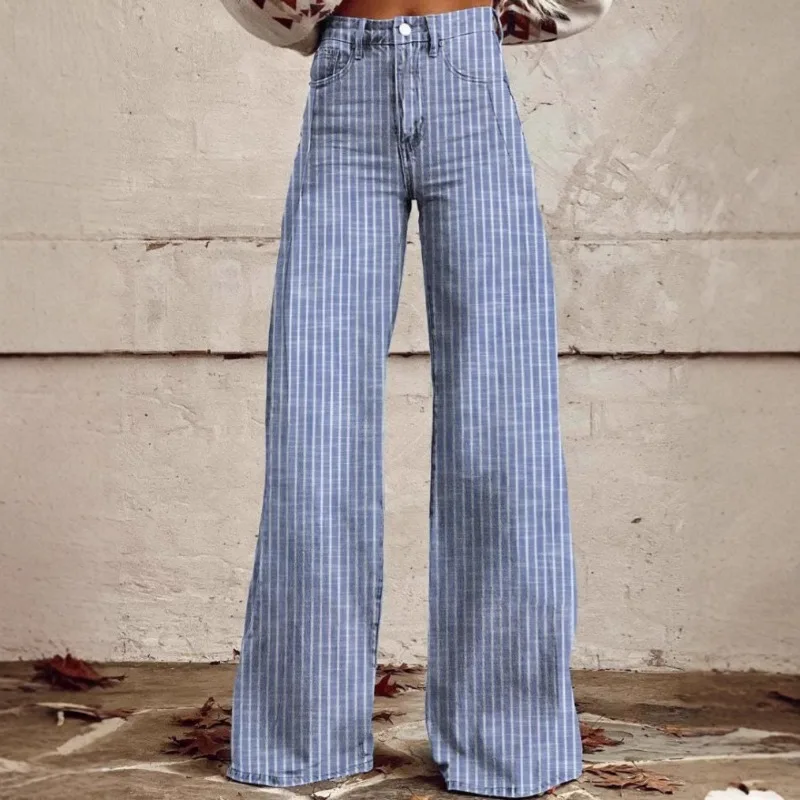 

Fashion Stripes Bootcut Jeans Women Casual Denim Pants