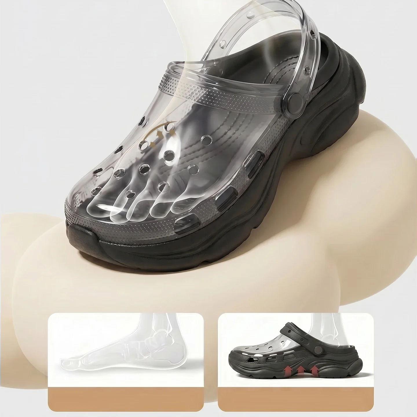 ZUOFU Damen-Plateau-EVA-Clogs Frühling Sommer Niedliche Charms-Dekoration Dicke Sohle Rutschfeste Indoor-Outdoor-Strandpantoffeln – Detail 4
