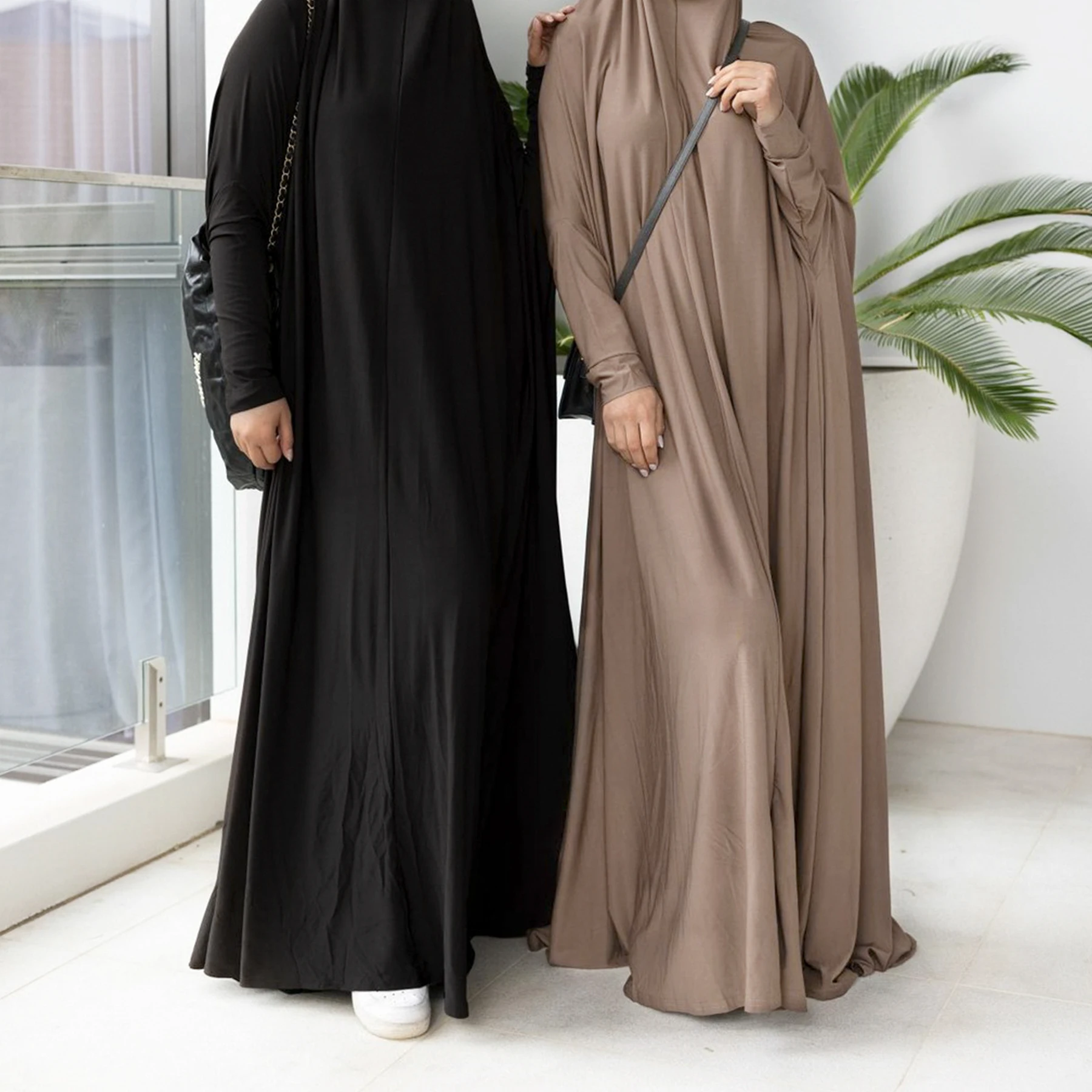Modest Full Coverage Hijab Abaya For Muslim Women Dress Prayer Clothing Islamic Lady Batwing Loose Abaya Robe LR628
