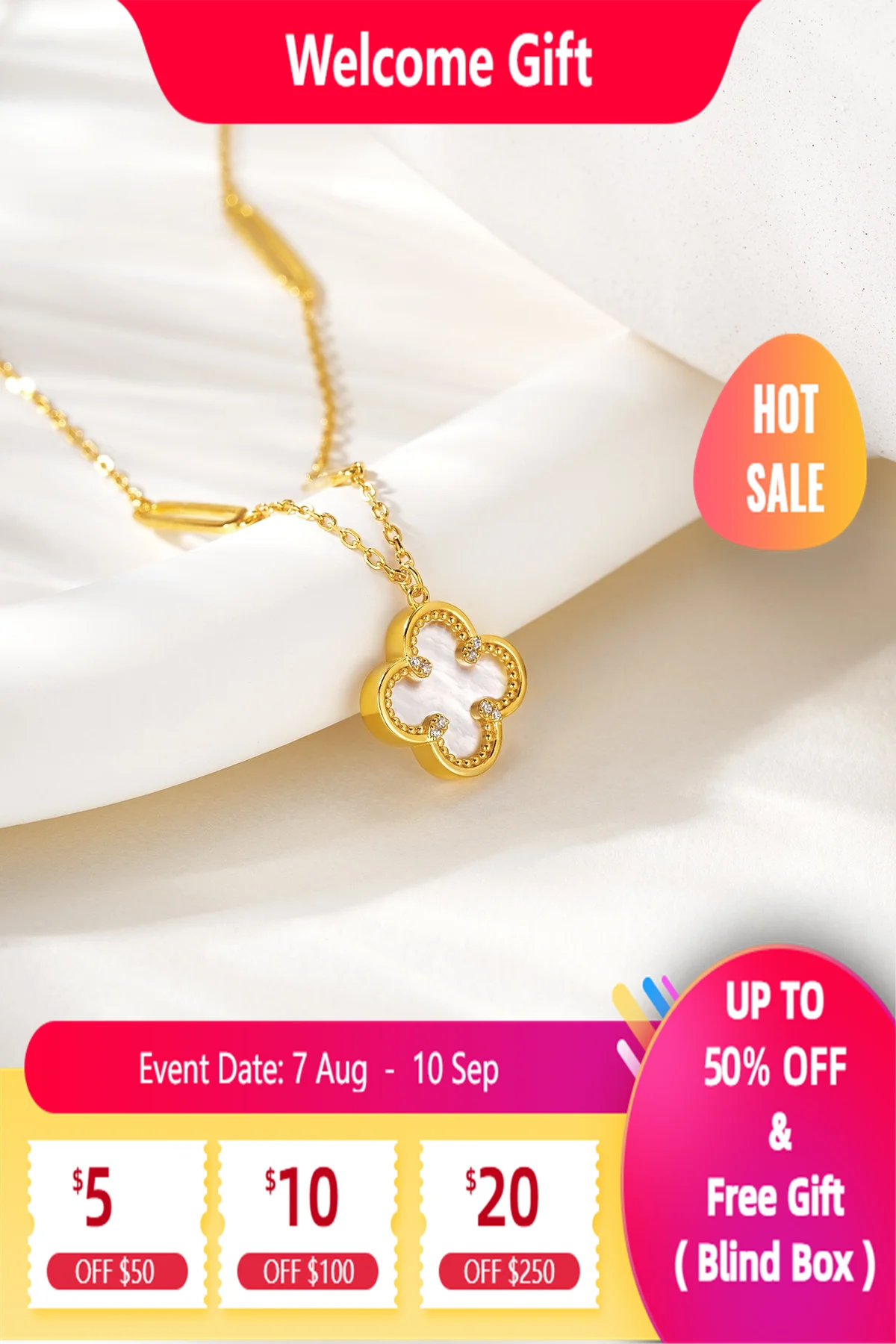 

Lium Gems 24k Gold Vermeil Clover Pendant Necklace 925 Silver Lucky Four Leaf Clover Necklace Set Jewelry Gifts for Women