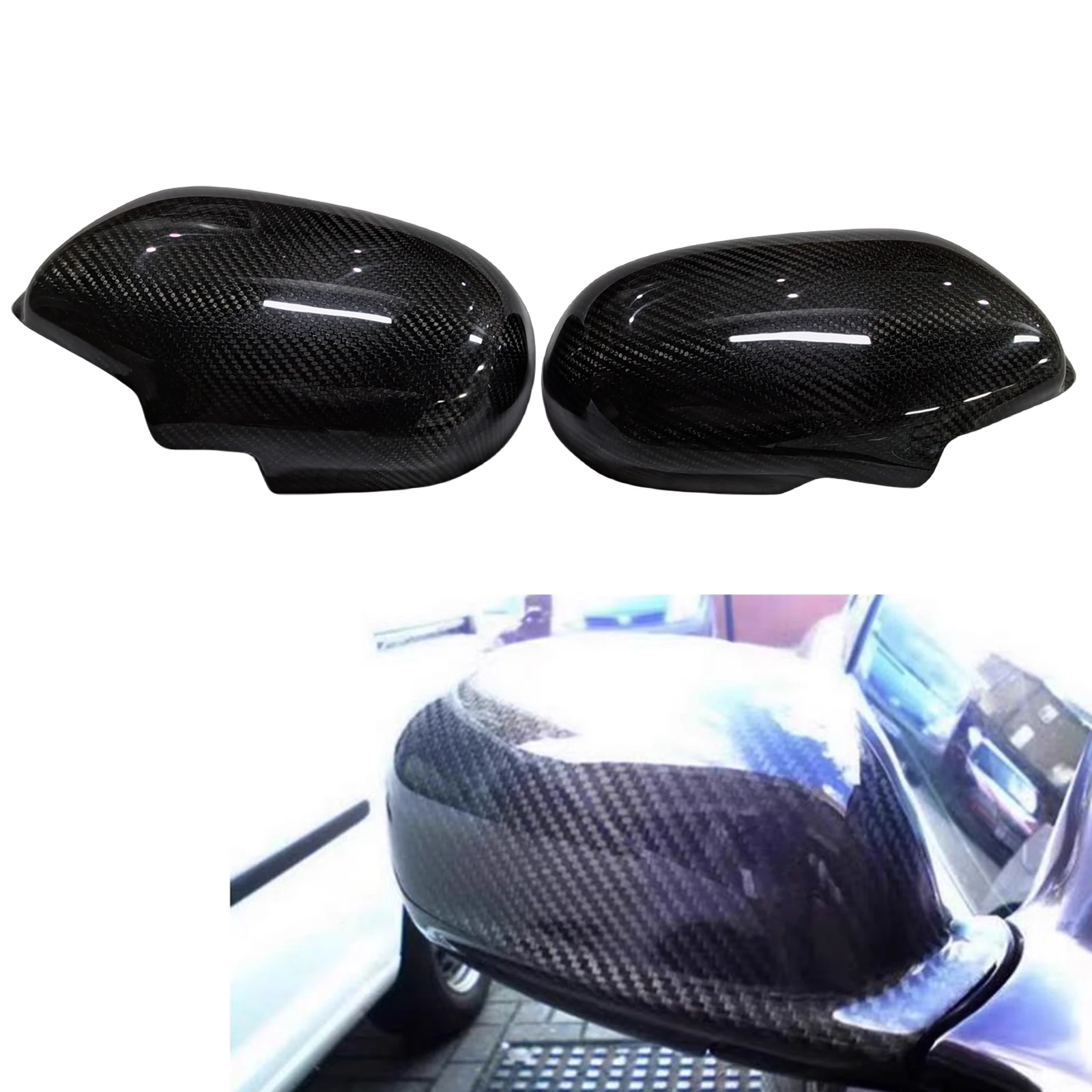 

For Nissan R33 Carbon Fiber Rearview Mirror Cover Exterior Side Rear View Cap Shell Add On Type