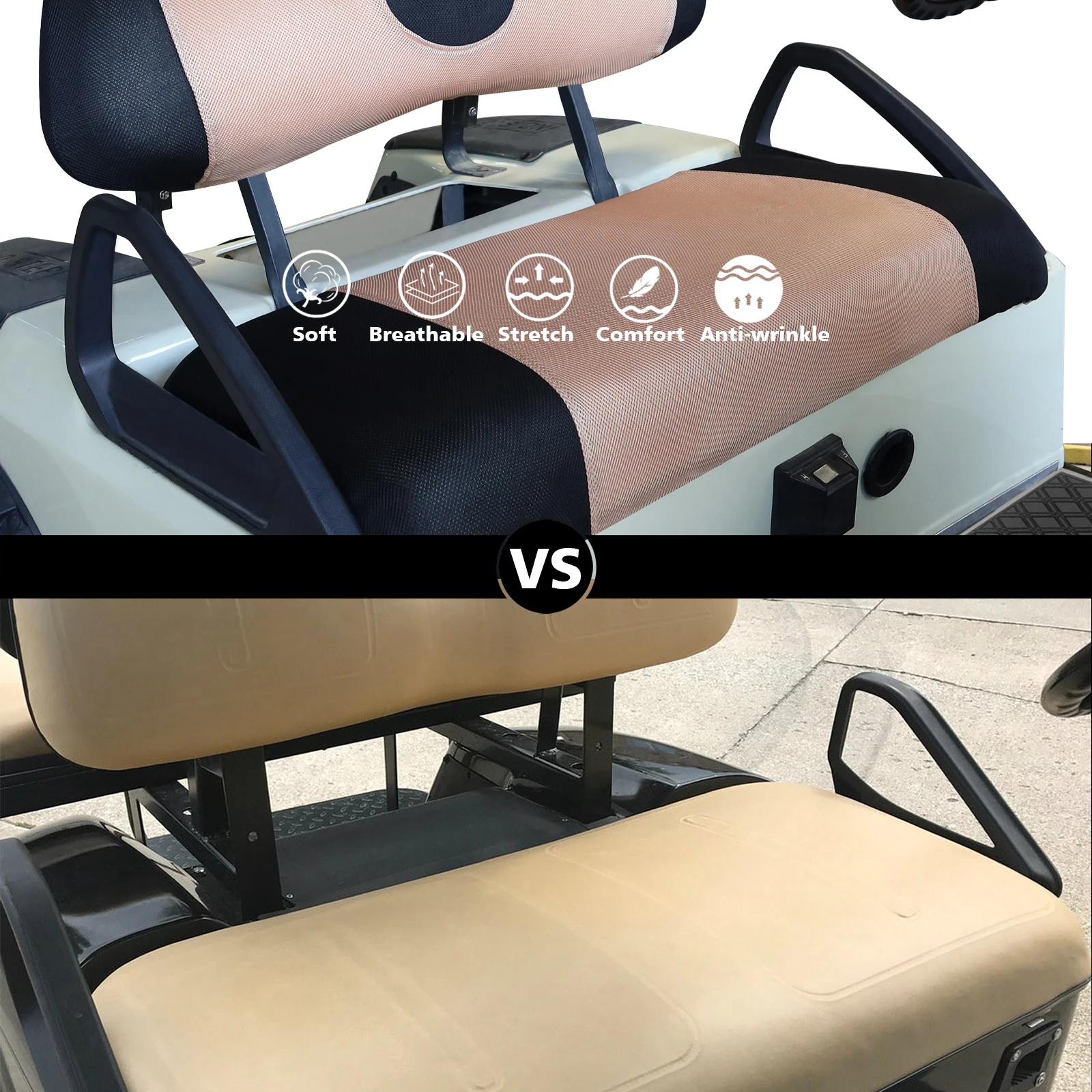 Fashion Design Golf Cart Seat Cover Set Heat Washable Polyester Mesh Cloth  for Club car /EZGO / Yamaha