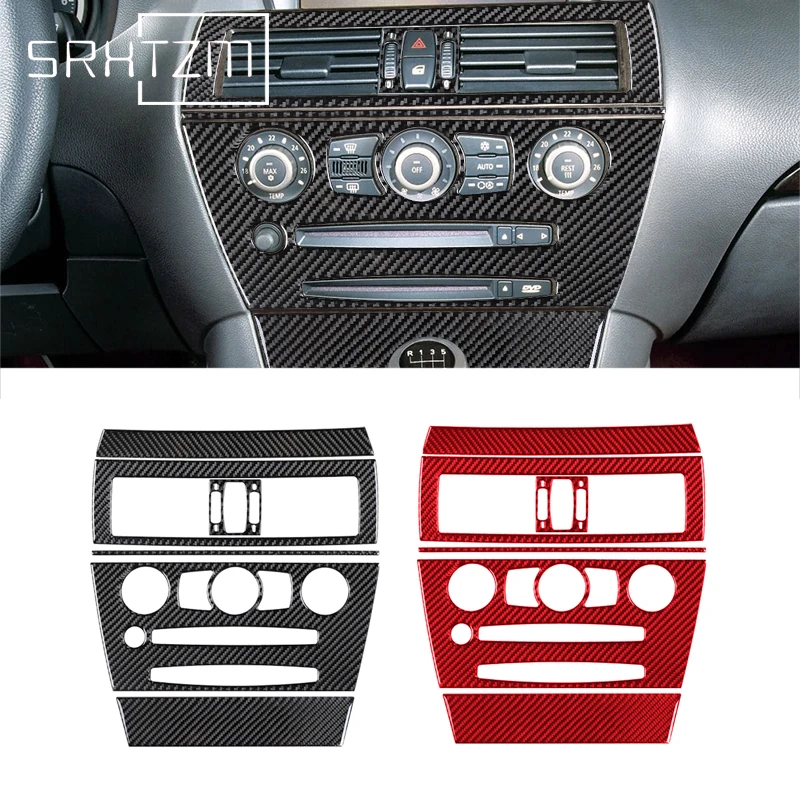 Car Styling Carbon Fiber Center Console Air Outlet Panel Cover Trim Stickers Frame For Bmw 6 Series E63 E64 2004 - 2010