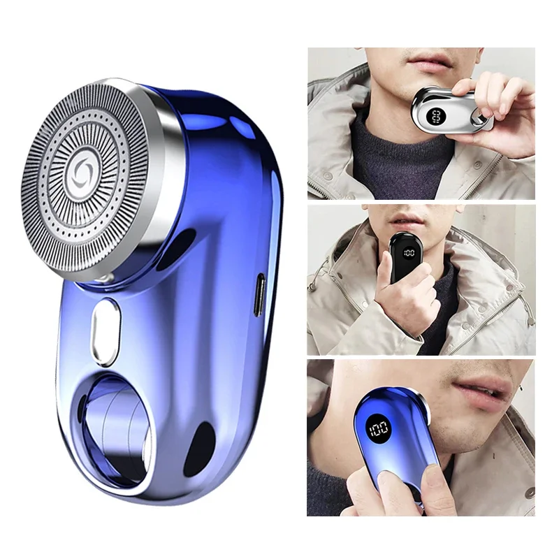 Mini Electric Shaver With Atmosphere Lamp LED Display For Men Portable Travel Painless Cordless Face Beard Knives Razor Trimmer