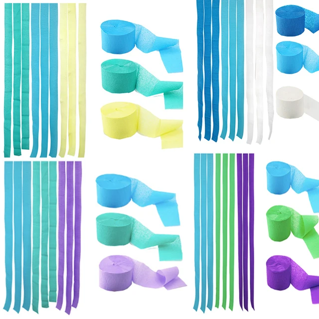 Pod morzem tematyczne niebieski zielony syrenka urodziny 3 rolki bibuła karbowana Streamer wiszące tło Baby Shower DIY dekoracje