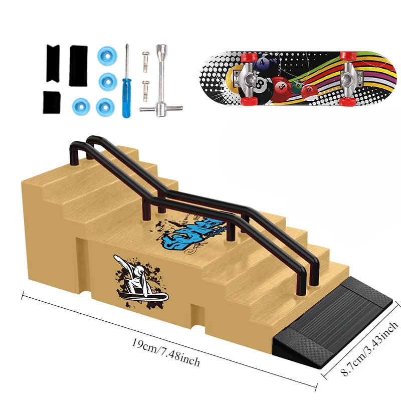 ティーン向けDIYミニフィンガースポーツおもちゃ、指先スケートボードゲームパークサイト、ステップランプシーン小道具、ランダムスケートセット付きギフト、大人向けおもちゃ