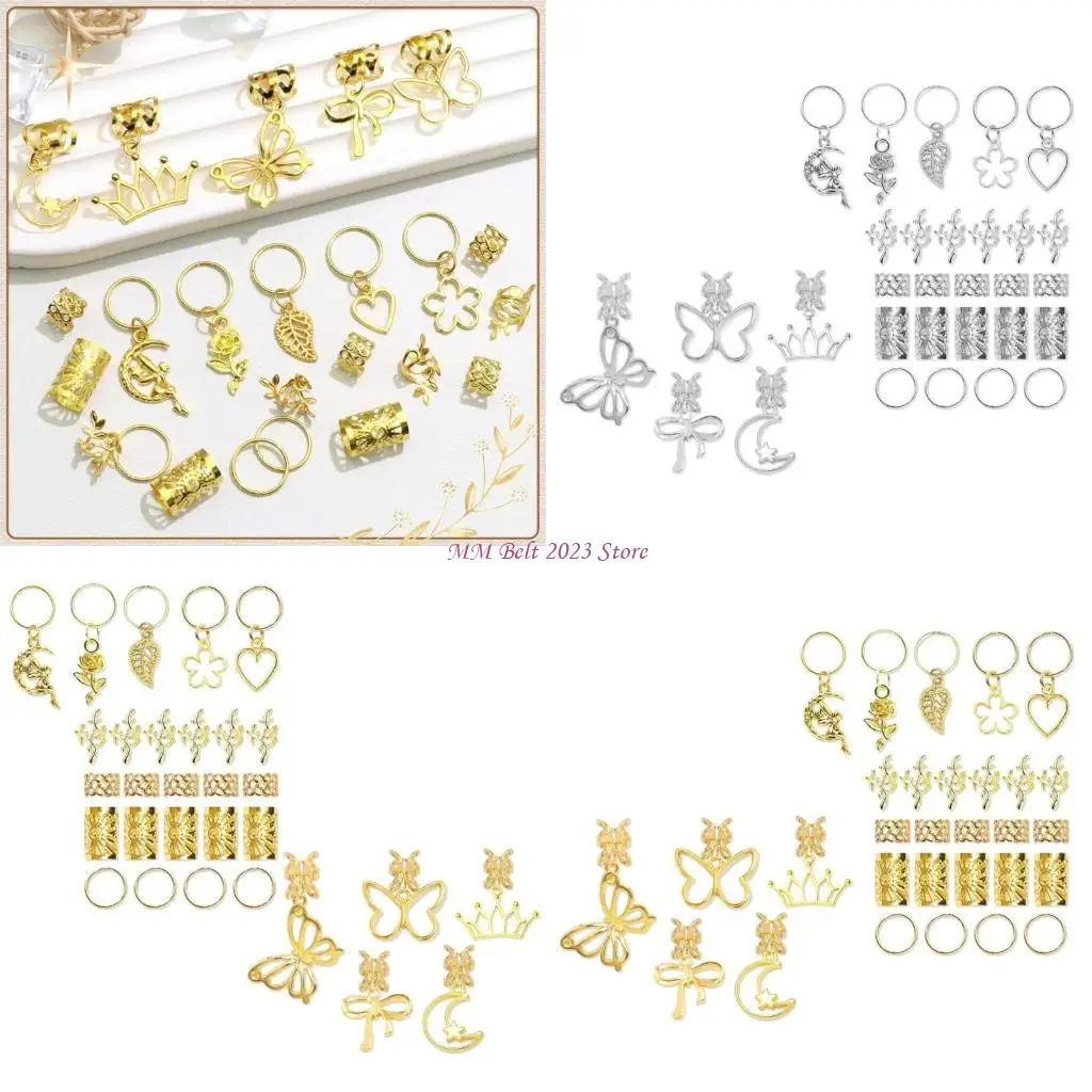 

49ME Versatiles Hair Ornaments Suit Daily Wear Hair Enhancements Gold Hair Rings for Women and Girls
