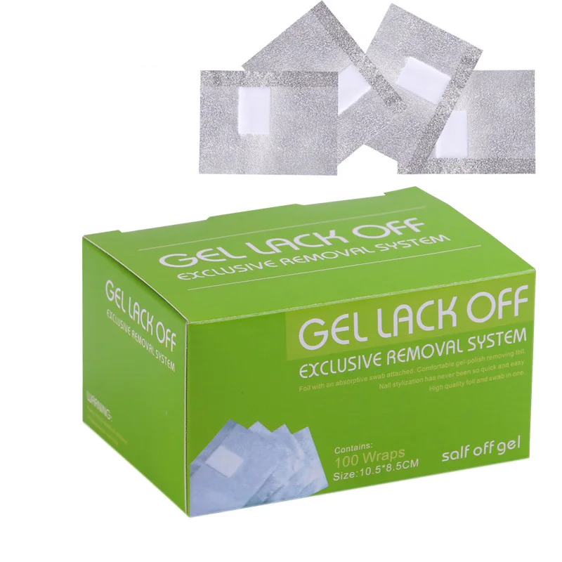 100 قطعة لفائف إزالة طلاء الأظافر بالجيل الألمنيوم مع الأسيتون مستلزمات فن الأظافر أدوات تنظيف إزالة النقع لأدوات صالون