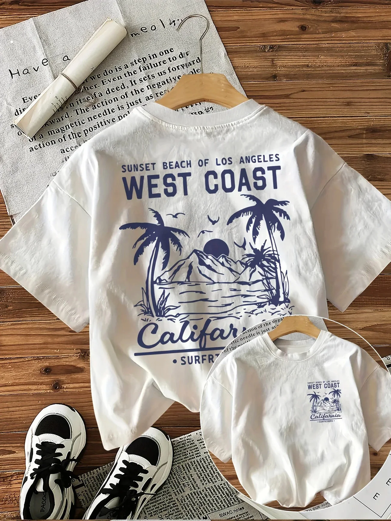 Clothes Women Retro Aesthetic T-Shirts West Coast Graphic Print with Palm Short Sleeve Tshirt Summer Short Sleeved Harajuku