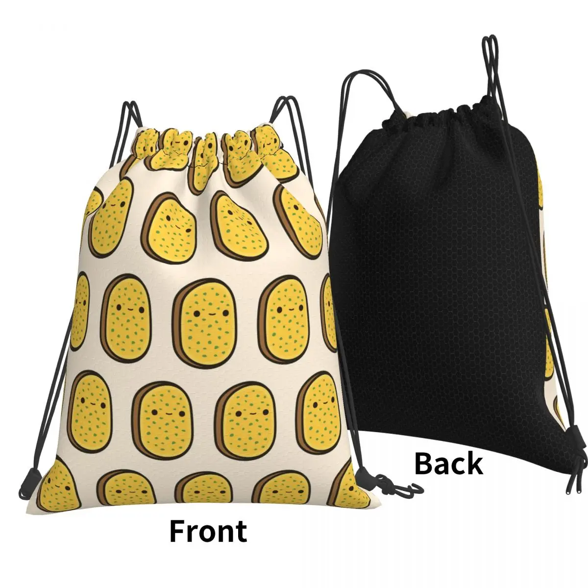 Yummy Garlic Bread Backpacks Multi-function Drawstring Bundle Pocket Shoes Bag Book Bags for Man Woman School