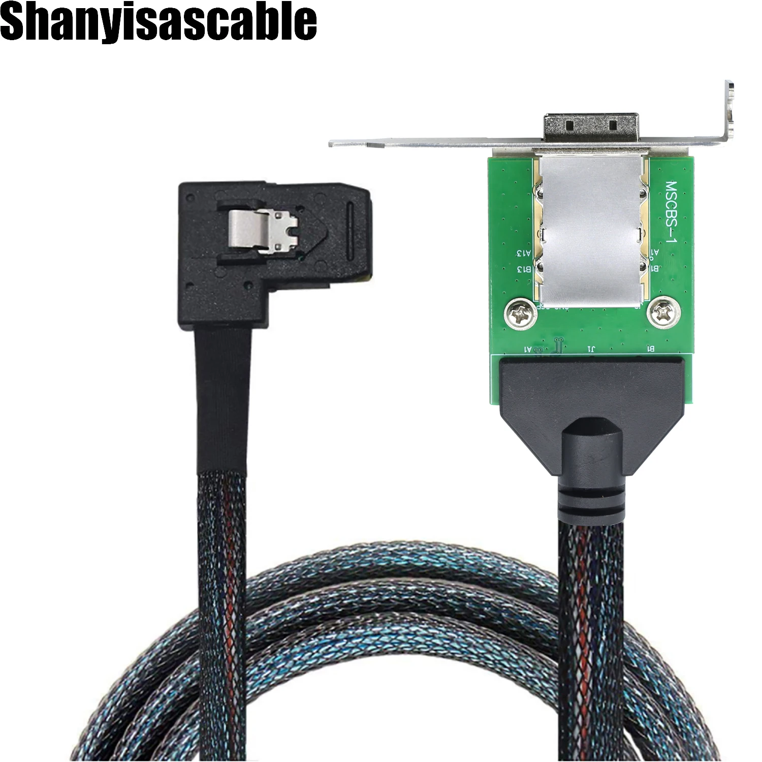 

0.5M External Mini SAS HD SFF-8088 26P Female with Low Profile Bracket to SAS SFF-8087 36P right angle 12Gbps External cable