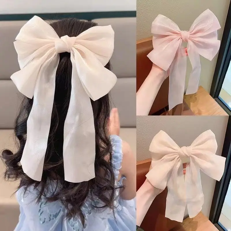 Pince à Cheveux Élégante en Satin pour Fille, Ruban à Nministériels d, Mode Étudiante, Simple, Solide, Épingle à Ressort, Bande de Sauna Rétro avec Pinces, Accessoires