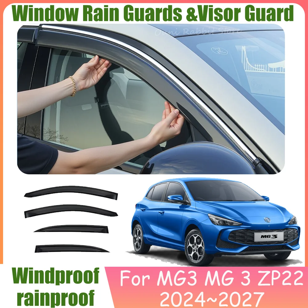 

For MG3 ZP22 2024~2027 2025 2026 Car Window Sunshade Rain Guards Side Window Visor Guard Rain Cover Waterproof Parts Accessories