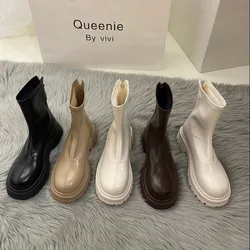 Comemore Spring Autumn Fashion Ankle Female Chelsea Boot 2023 New Platform Shoes Botines De Mujer Women Boots Round Toe Zipper