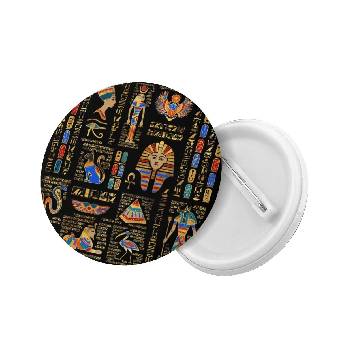 Egyptian Hieroglyphs And Deities God Pin Back Buttons Customize Ancient Egypt Pharaoh Brooch Badge Bags Pinback Birthday Gift